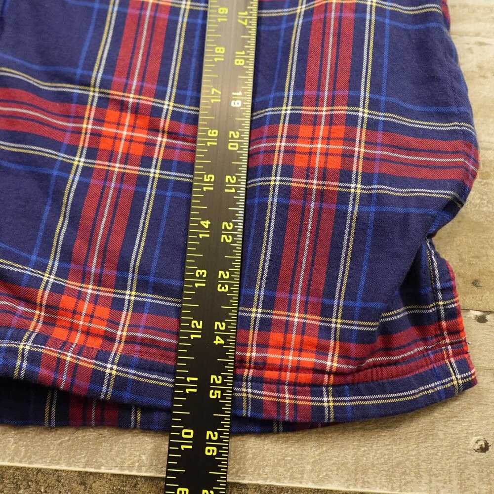 LL Bean Fleece-Lined Flannel Hoodie Plaid women's medium petite red navy - Picture 3 of 10
